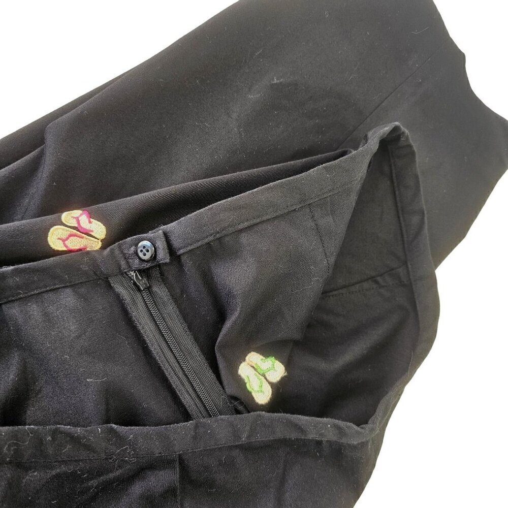Good Clothes Black Cotton Crop Pants Stretch Womens 12 Embroidered Sandals - Picture 8 of 9
